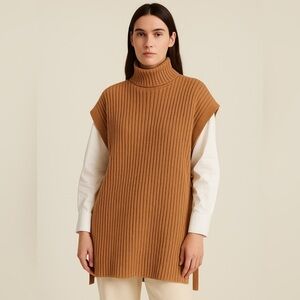 nwt Banana Republic Ribbed Sweater Oversized Lagenlook Tunic Camel Brown (XS/S)